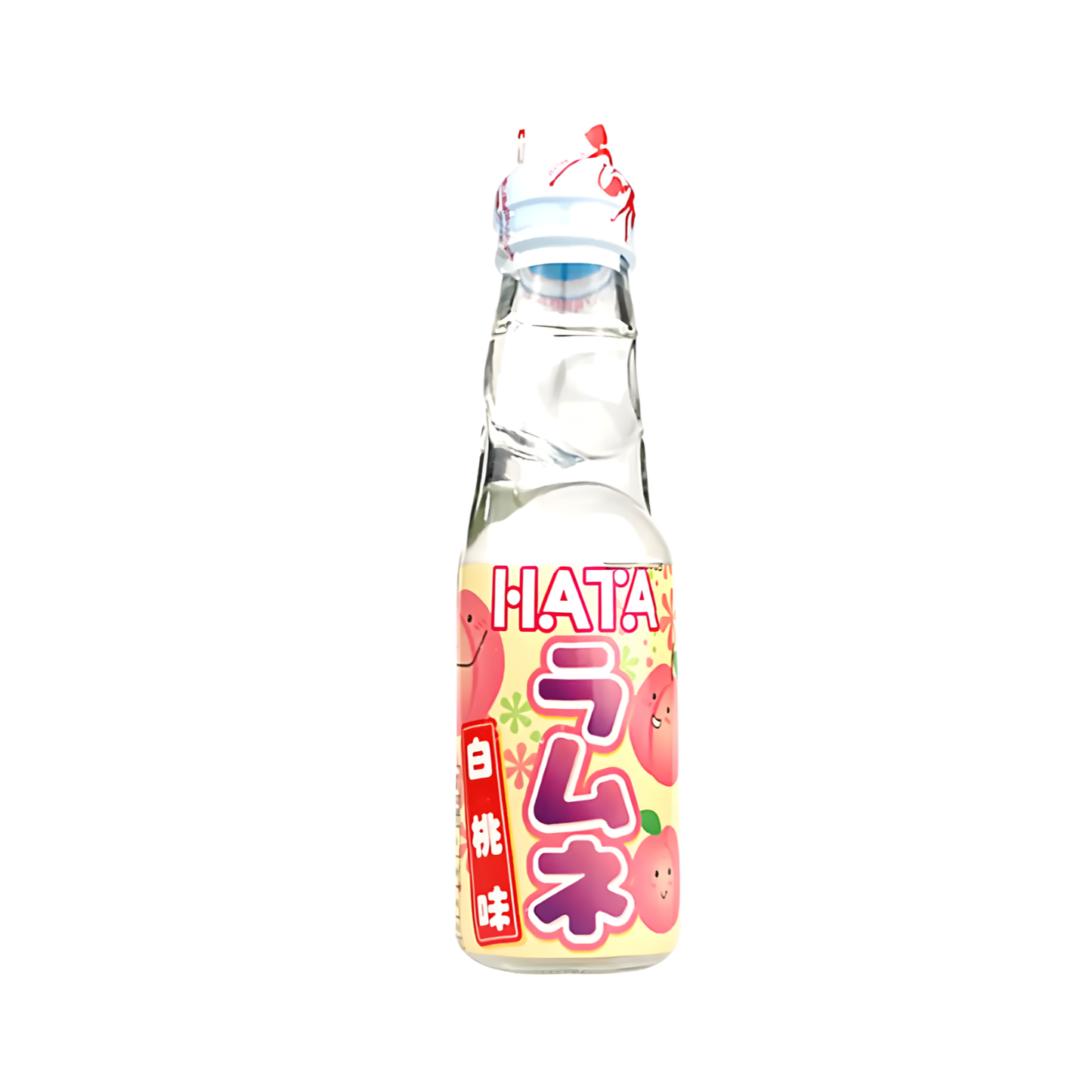 🍑 Hata Ramune White Peach 200 ml – Japanische Kult-Limo mit Murmelverschluss