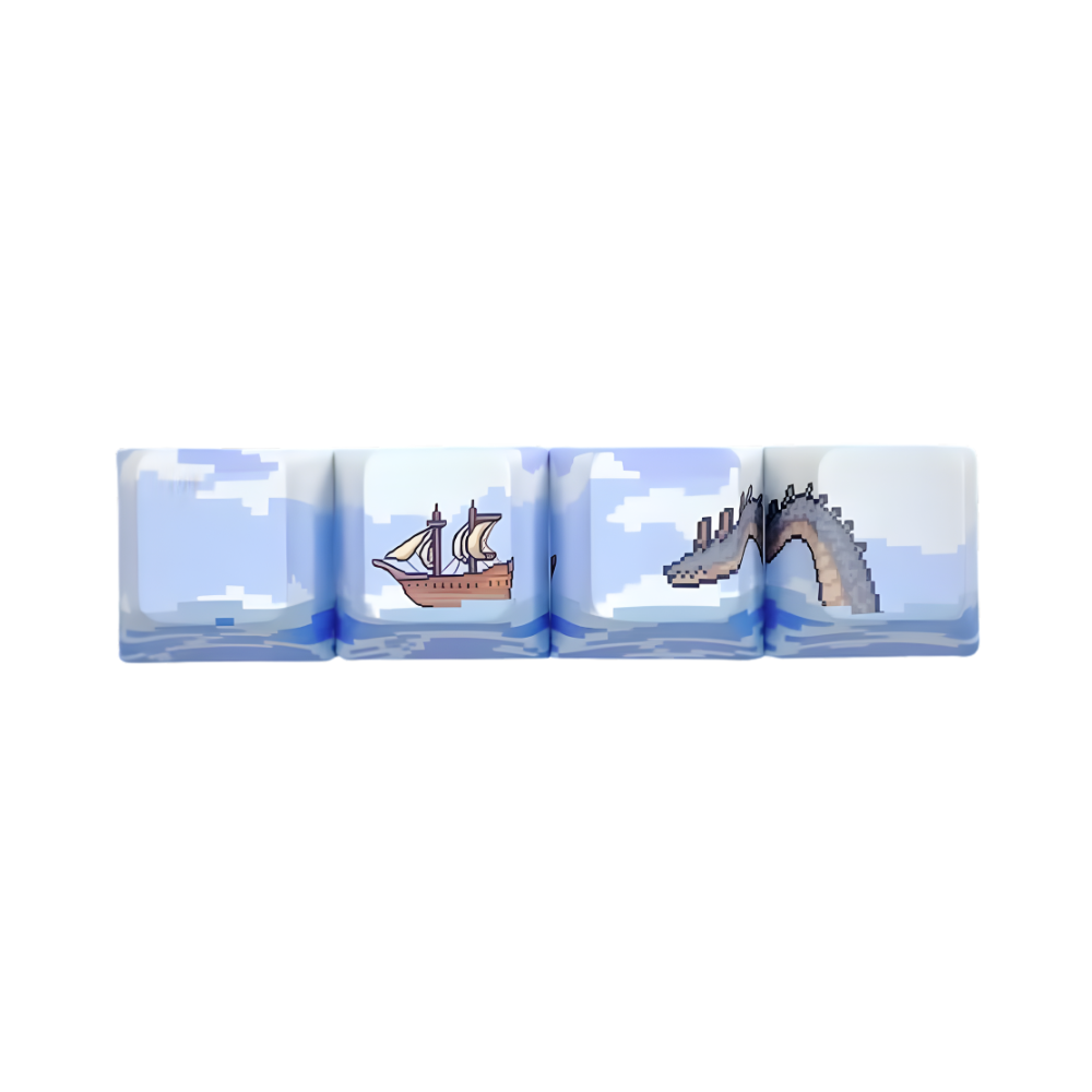🌊 Keycap Set – Pixel Ocean Adventure: Schiff & Seeungeheuer ⚓🐉