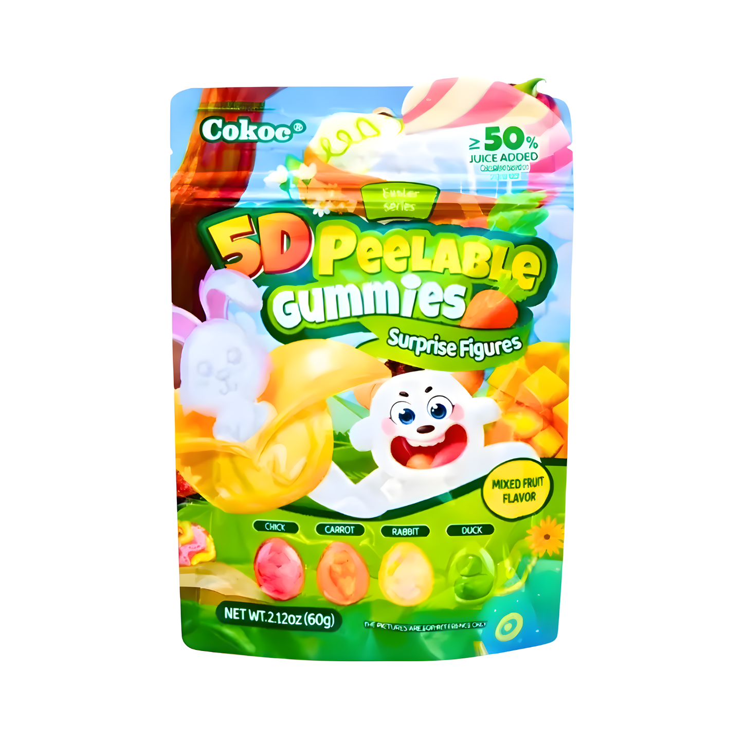🍬 COKOC 5D Peeling Gummies Mischfrucht – Oster Edition 60g
