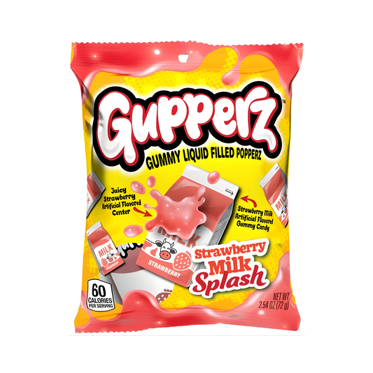 Gupperz Strawberry Milk Splash – Flüssig gefüllte Candy mit Erdbeer Milch Geschmack 72 g 🍓🥛🍬