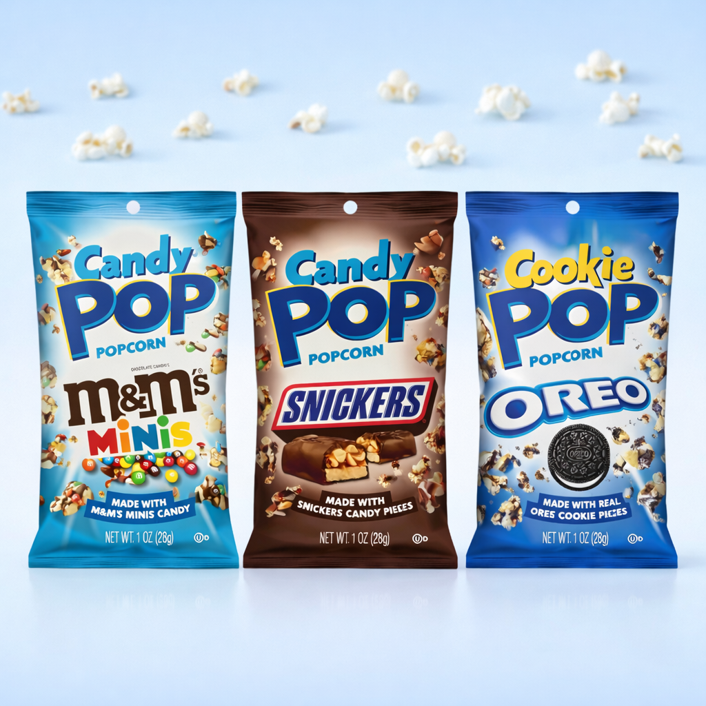 Candy Pop Popcorn Snickers – 28 g 🍿🍫✨