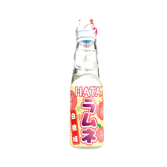 🍑 Hata Ramune White Peach 200 ml – Japanische Kult-Limo mit Murmelverschluss