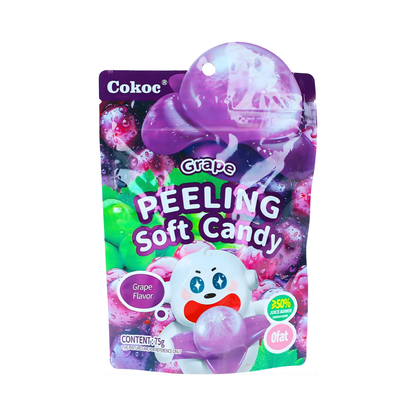 🍬 Cokoc Peeling Soft Candy – Fruchtgummi zum Schälen (75 g) 🍇🍑🍍💚