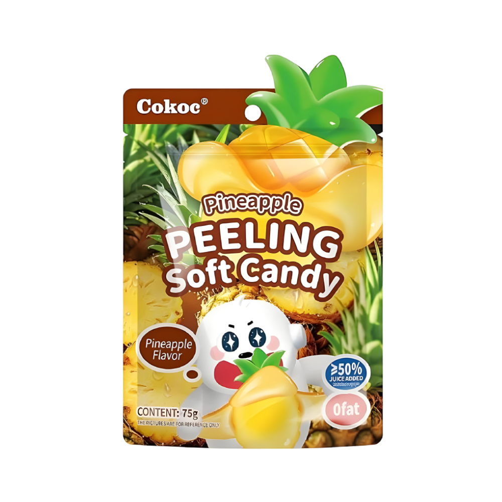 🍬 Cokoc Peeling Soft Candy – Fruchtgummi zum Schälen (75 g) 🍇🍑🍍💚