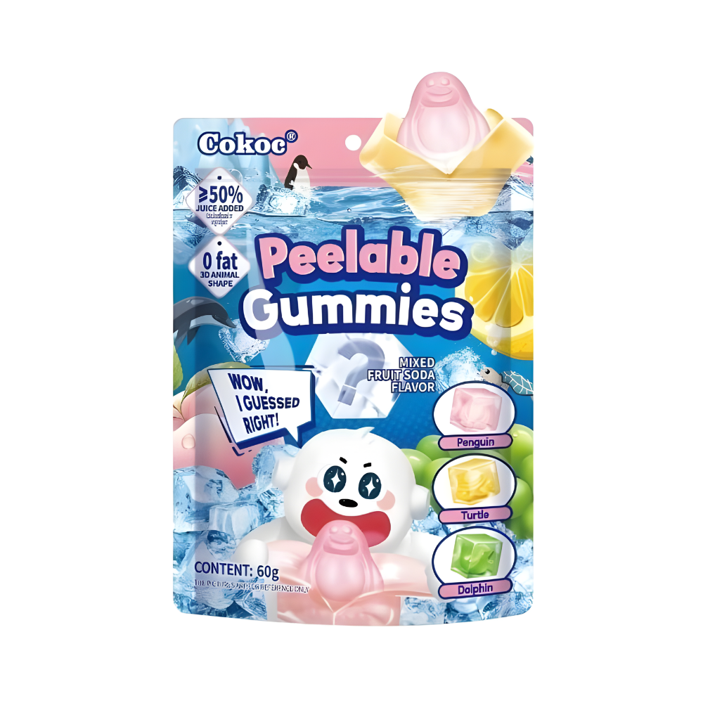Cokoc Peelable Gummies Fruit Soda – Schälen, entdecken, genießen! 🍬🐧🛟🐢🐬✨